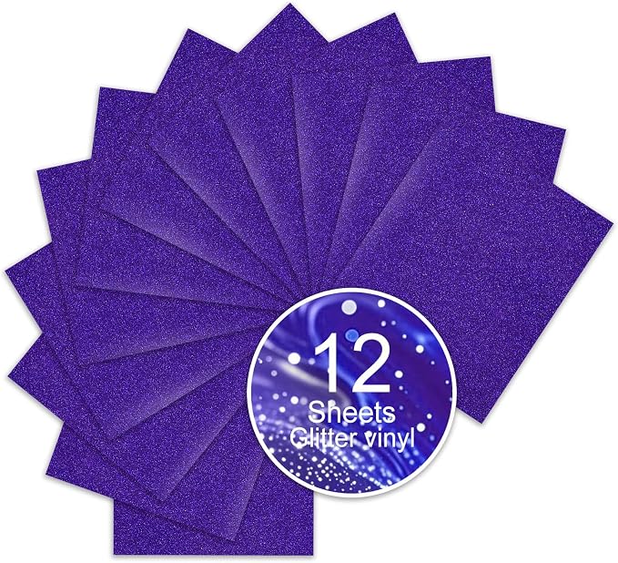 Blue Purple Glitter HTV Sparkly Heat Transfer Vinyl – 12 Pcs 12x10Inch Iron-On by Unknown