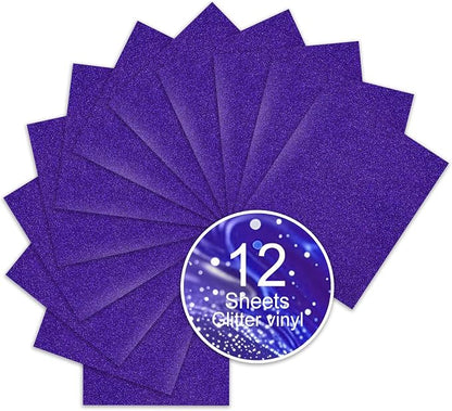 Blue Purple Glitter HTV Sparkly Heat Transfer Vinyl – 12 Pcs 12x10Inch Iron-On by Unknown