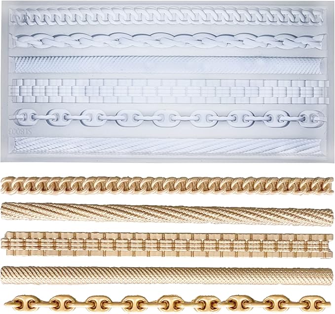 FUNSHOWCASE Chains Mold for Polyclay Air Dry Clay Plaster, 6 Trimmings #4719 by FUNSHOWCASE