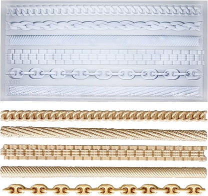 FUNSHOWCASE Chains Mold for Polyclay Air Dry Clay Plaster, 6 Trimmings #4719 by FUNSHOWCASE