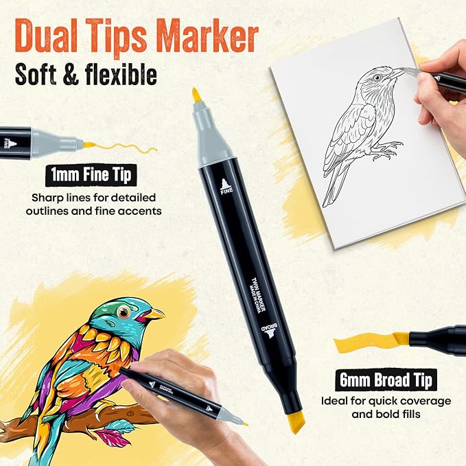 80-Piece Dual Tip Alcohol Markers Set - Image 3