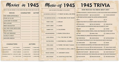 80th Birthday Party Games, Born in 1945 Games Bundle, Birthday Party Supplies by QUPT