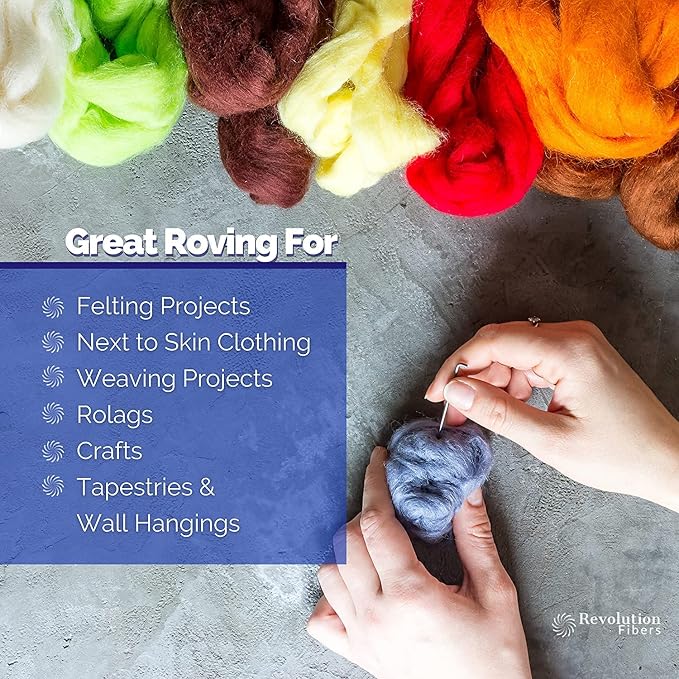 Revolution Fibers Merino Wool Combed Top | 1 lb Premium Wool Roving | 22 Micron - Image 5