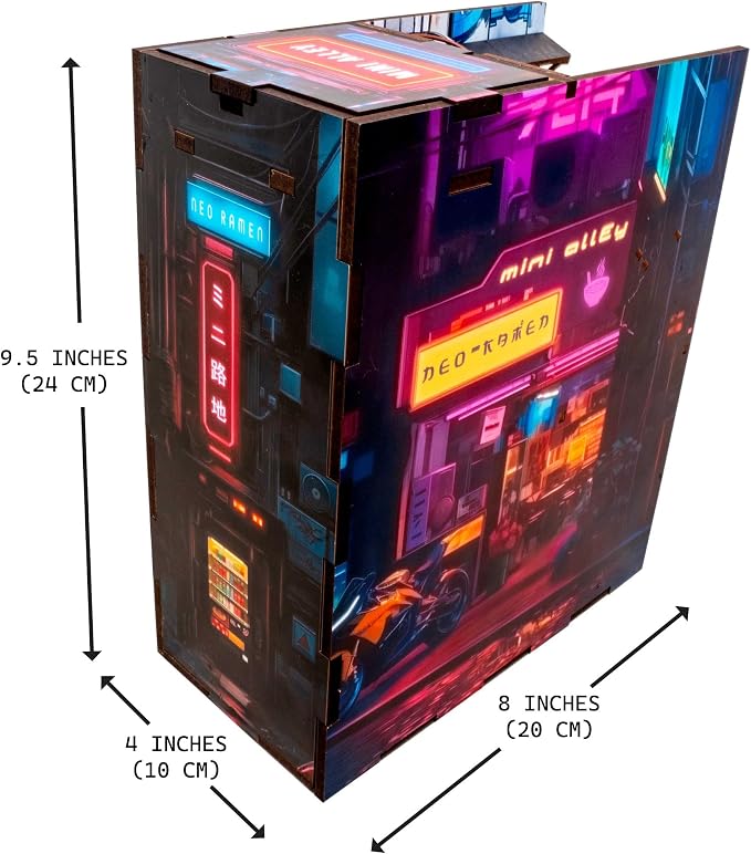 Neo Ramen MiniAlley DIY Cyberpunk Book Nook Kit – Wooden Diorama - Image 8