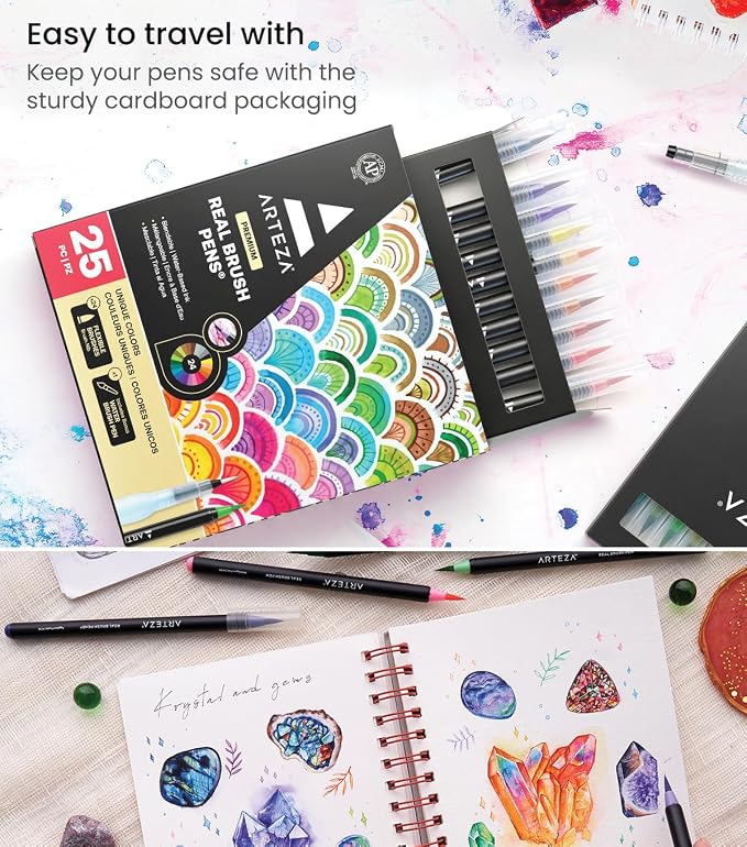 ARTEZA Watercolor Paint Pens, 24 Watercolor Brush Pens - Image 3