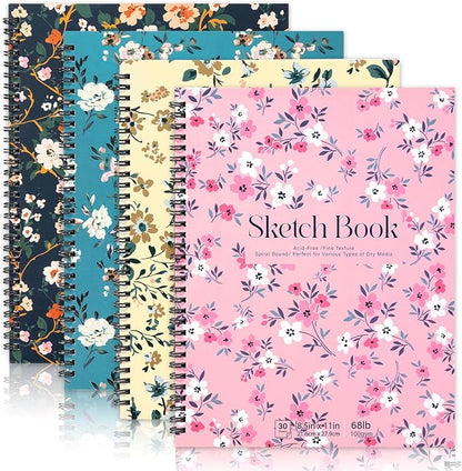 4 Pack Sketch Book, 8.5 x 11Inch Sketchbook, 68lb/100gsm Top Spiral Bound by Prudiut