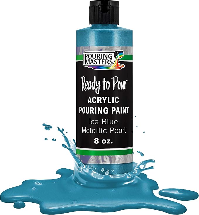 Pouring Masters Ice Blue Metallic Pearl Ready to Pour Acrylic Pouring Paint by USArtSupply