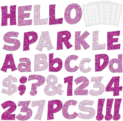 237 Pcs Glitter Bulletin Board Letters, Numbers and Punctuation, Poster Board by xiheer