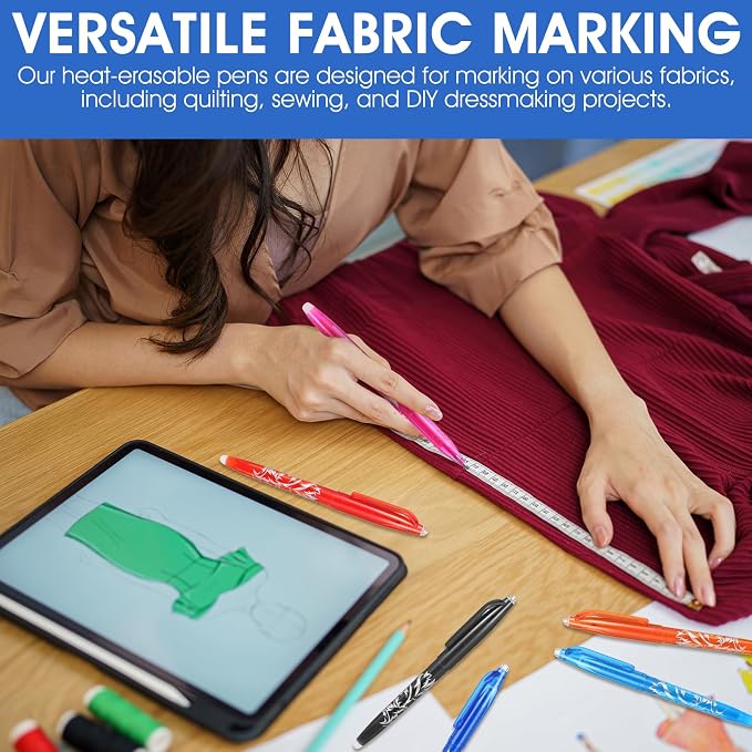 12pcs Heat Erasable Pens for Fabric, Fabric Marking Pens Fabrics Markers No - Image 3