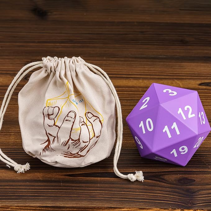 Large Foam D20 Dice, 80mm Purple 20 Sided Dice D&D Polyhedral Set - Image 6