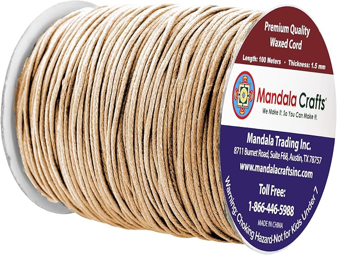Mandala Crafts 1.5mm 109 Yards Natural Cotton Waxed Cord - Image 2