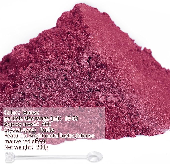 Mica Powder, 200g/7.22oz Large Jar, Mauve Mica Powder Pigment - Image 2