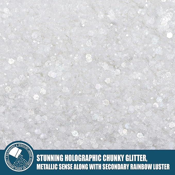 Iridescent Chunky Glitter 5.64oz/160g, Ultra Fine Glitter Powder Mixed Chunky - Image 3