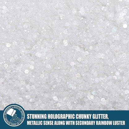 Iridescent Chunky Glitter 5.64oz/160g, Ultra Fine Glitter Powder Mixed Chunky - Image 3