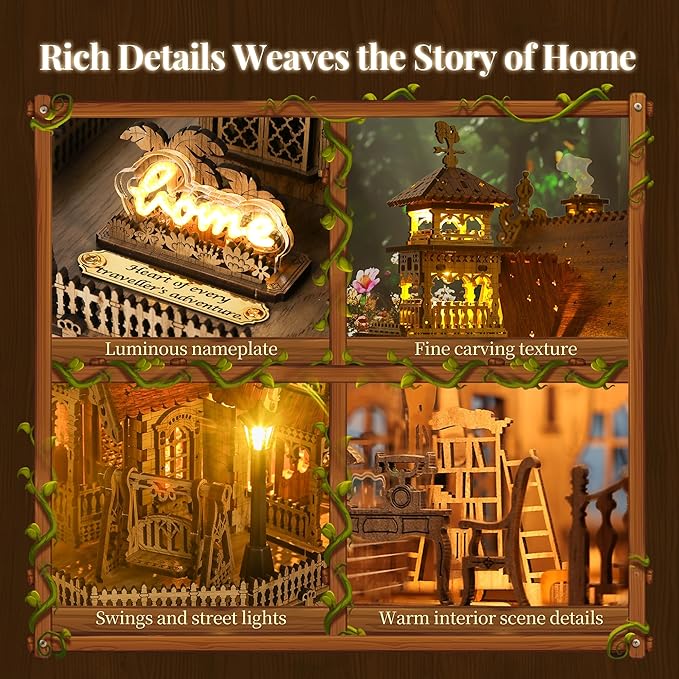 LED 3D Wood Puzzle Countryside Cottage Model - Image 3