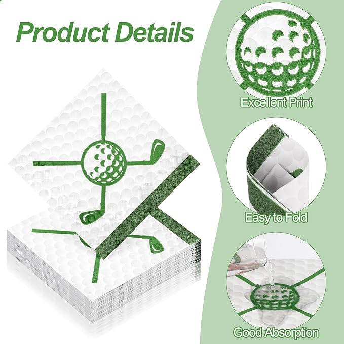 Aodaer 48 Pieces Golf Napkins 13 x 13 Inches Hole in One First Napkins - Image 3