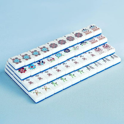 American Mahjong Tile Set, 166 Tiles White Blue Acrylic Carving Tiles, Mahjong - Image 8