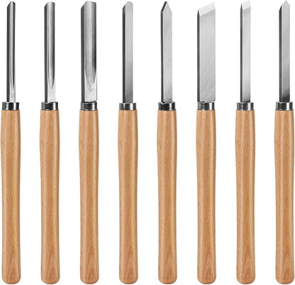 HAUTMEC Professional Wood Turning Chisel 8 pcs Set, Lathe Chisel Set by HAUTMEC