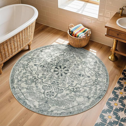 Lahome Bohemian Round Area Rugs, Washable Small Round Rug 3ft Soft Non-Slip - Image 2