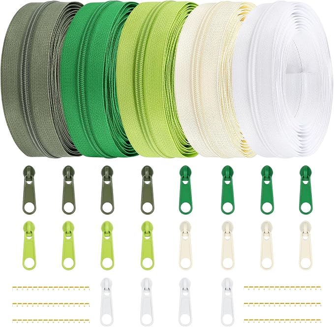 DOITEM 15.3 Yards/ 14 m 5 Pieces Assorted Colors #3 Nylon Coil Zippers by DOITEM
