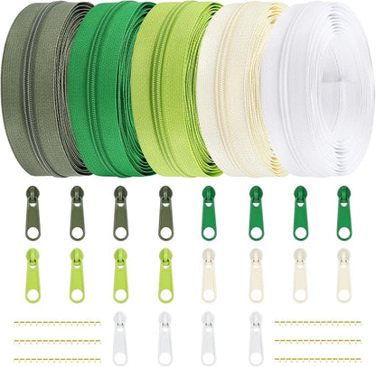 DOITEM 15.3 Yards/ 14 m 5 Pieces Assorted Colors #3 Nylon Coil Zippers by DOITEM