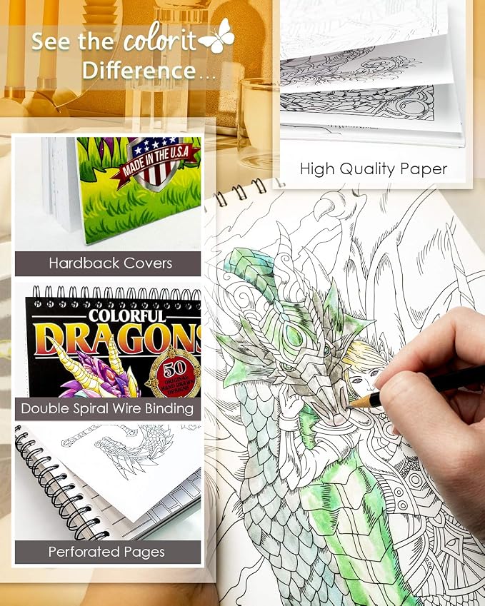 ColorIt Colorful Dragons Adult Coloring Book, Volume I - Image 3