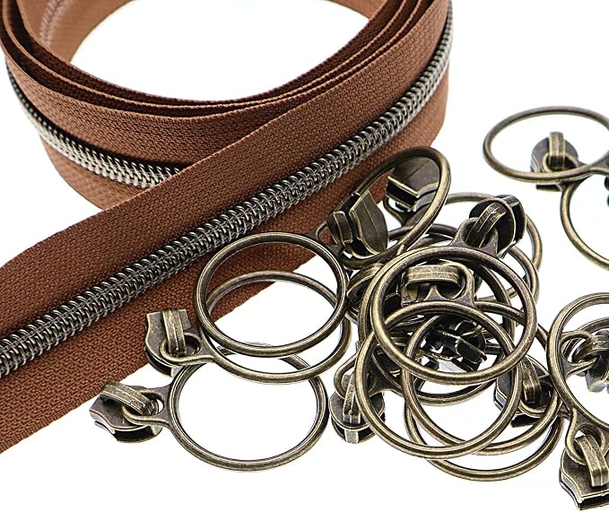 Leekayer #5 Antique Brass Metallic Nylon Coil Zippers by The Yard Bulk 10 Yards by Leekayer