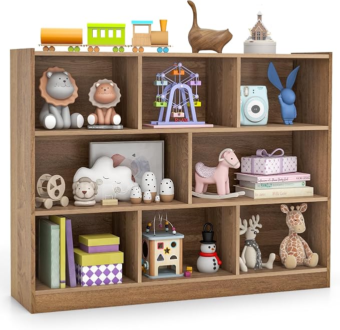 KOTEK Toy Storage Organizer, 8 Cubby Kids Bookshelf, Wooden 4-Tier Bookcase by KOTEK