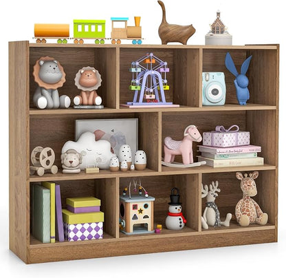 KOTEK Toy Storage Organizer, 8 Cubby Kids Bookshelf, Wooden 4-Tier Bookcase by KOTEK