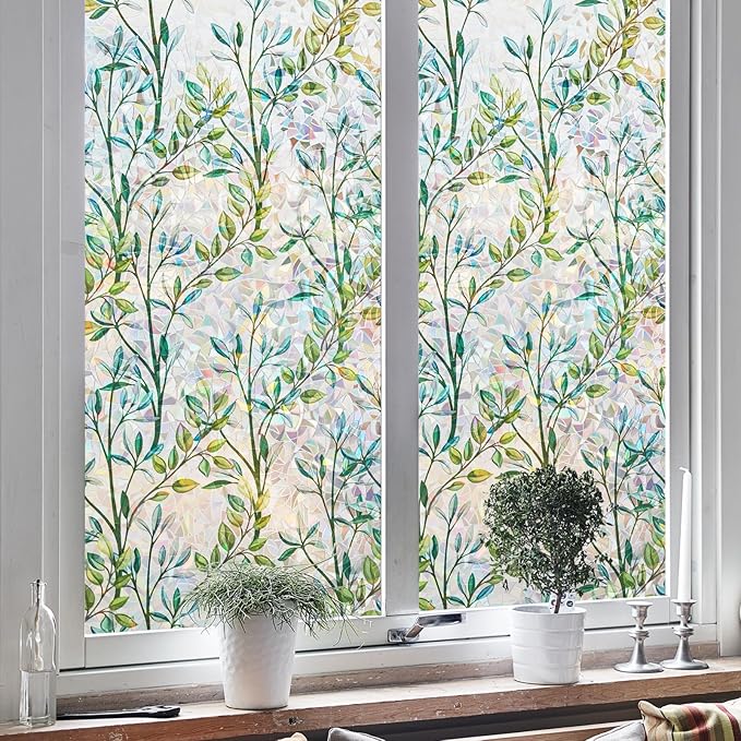 NINETREX Window Privacy Film Stained Glass Window Film 3D Decorative Cling - Image 2