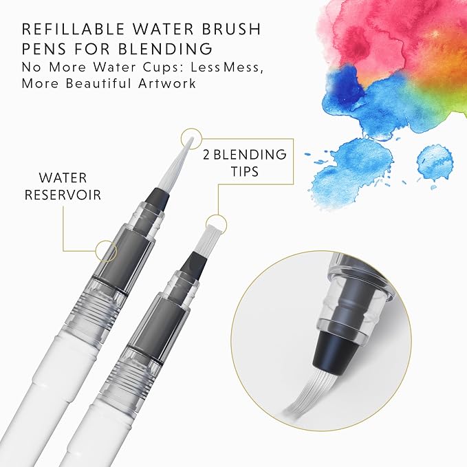 DOODLE HOG 48 Premium Watercolor Pens +2 Highly Blendable Markers, Real Brush - Image 4