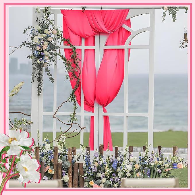 Horbaunal Hot Pink Chiffon Fabric by The Yard, 1 Yard Continuous Sheer Fabric - Image 6