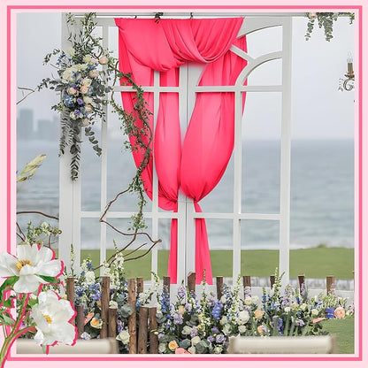 Horbaunal Hot Pink Chiffon Fabric by The Yard, 1 Yard Continuous Sheer Fabric - Image 6
