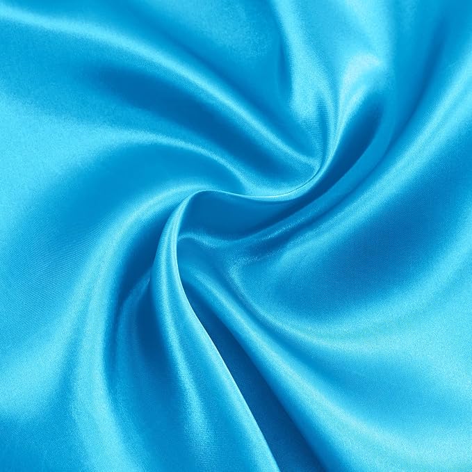 RUDONG M Aqua Blue Satin Fabric by The Yard, 5 Yard x 60 Inch Wide Silky by RUDONG+M