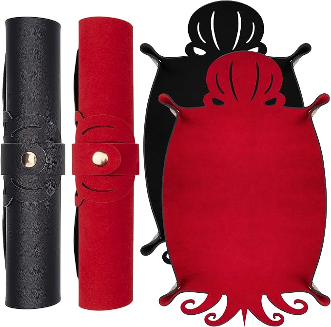 SIQUK 2 Pieces Octopus Dice Rolling Tray PU Leather Dice Mat Folding Scroll by SIQUK