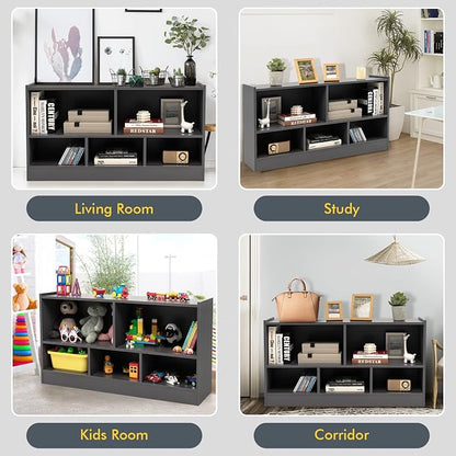 Tangkula 5 Cube Bookcase, 2 Tier Wooden Storage Open Bookshelf, Kid's Playroom - Image 8