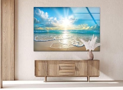 My Photostation.com 60WX40H'' Beautiful Sunset & Ocean Glass Wall ArtTempered - Image 5