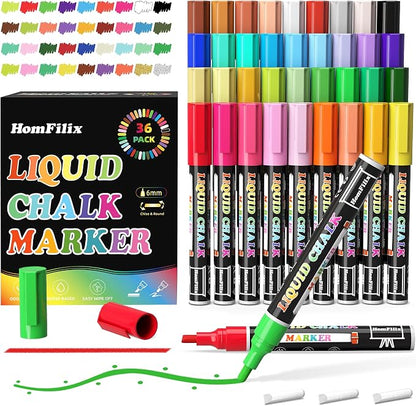 36-Color Liquid Chalk Markers Set, by Unknown