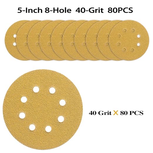 80PCS 5 Inch 8 Hole Sanding Discs 40 Grit - Image 2
