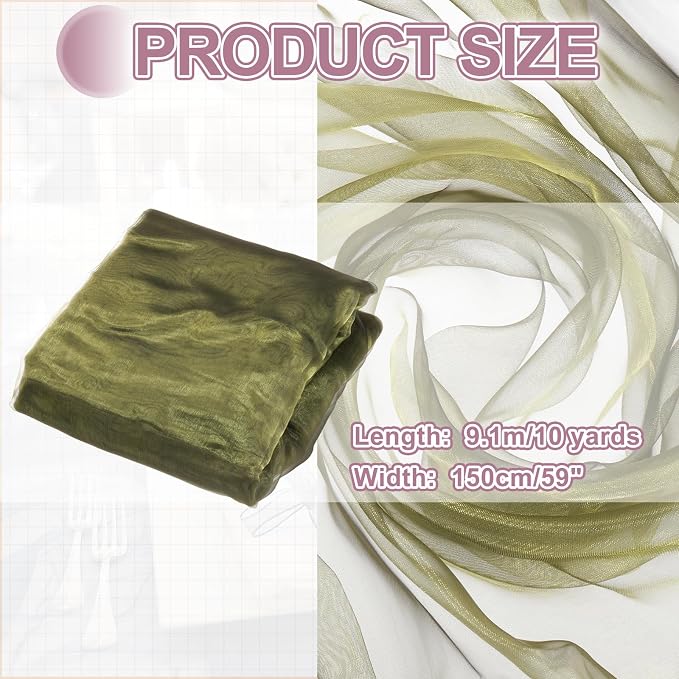 MECCANIXITY Iridescent Sheer Organza Fabric, 10 Yards x 59 Inches Solid - Image 2