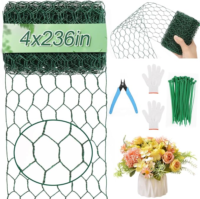 4 × 236 in Floral Wire Netting, Galvanized Coated Chicken Mesh Netting by ROADPLUM