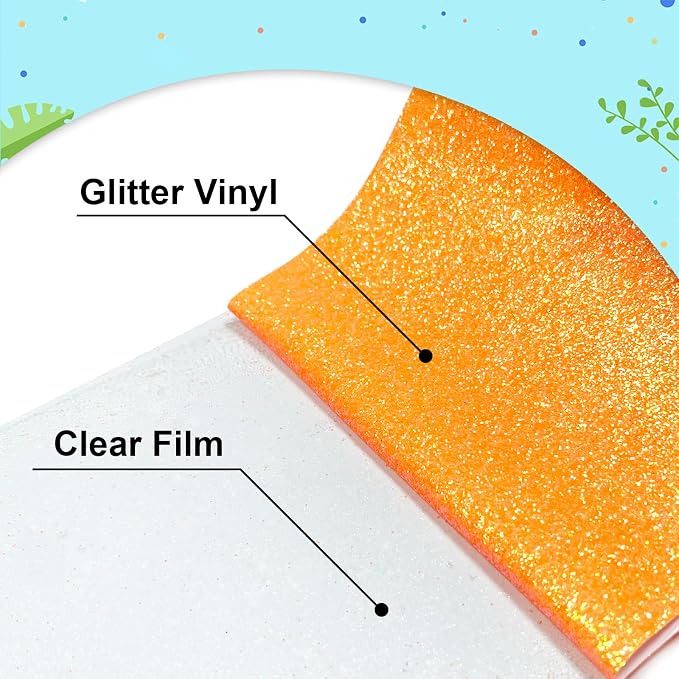 Glitter Heat Transfer Vinyl Multicolored 12"x10"-12PCS Glitter Iron on Vinyl - Image 3