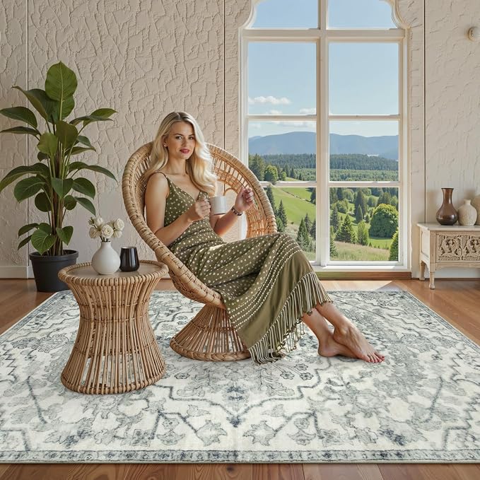 Lahome Area Rug 4x6 Bohemian Vintage Washable Boho Rugs - Image 3