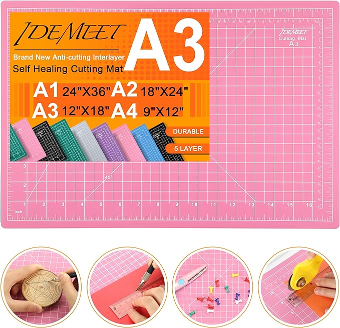 Density-upgraded 18"x12" Self Healing Cutting Mat, Idemeet Rotary Sewing Mat by IDEMEET