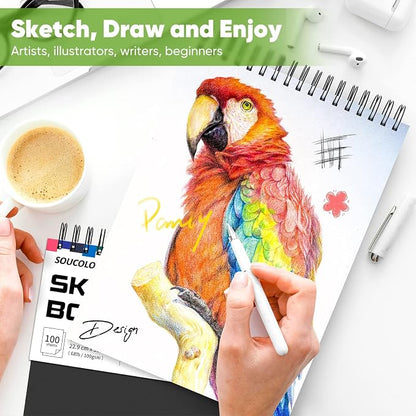 Soucolor Artist 9x12 Sketch Book Set, 4 Pack 100-Sheet Spiral Drawing Pads | - Image 6
