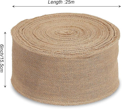 KINJOEK 6 Inch Wide 27 Yards Burlap Ribbon, Natural Jute Fabric Ribbon - Image 2