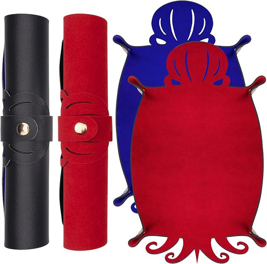 SIQUK 2 Pieces Octopus Dice Rolling Tray PU Leather Dice Mat Folding Scroll by SIQUK