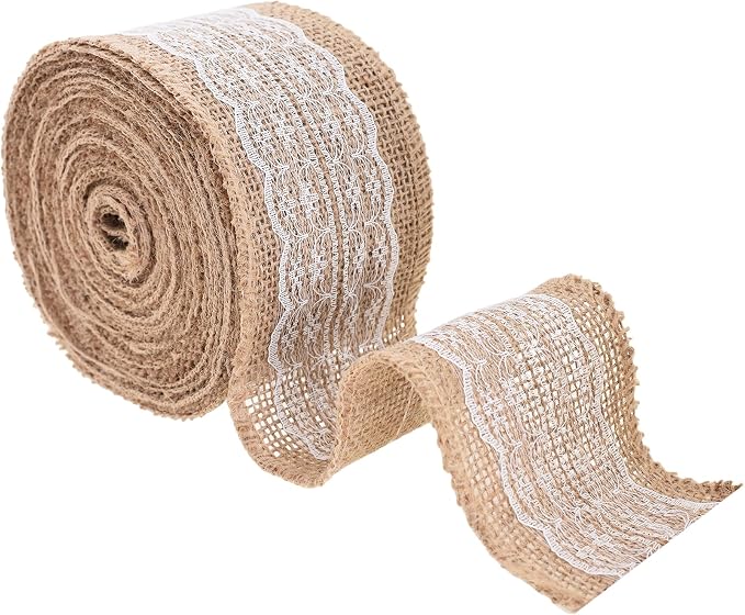 Mandala Crafts Burlap and Lace Ribbon 2 Inches Wide Jute Ribbons - Image 4