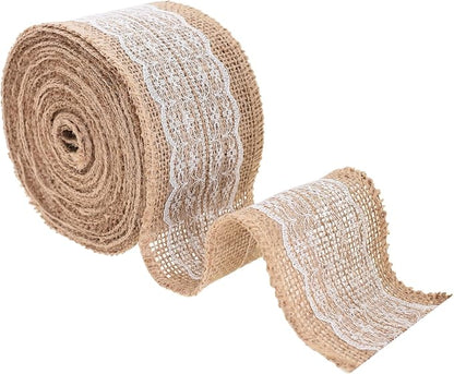 Mandala Crafts Burlap and Lace Ribbon 2 Inches Wide Jute Ribbons - Image 4