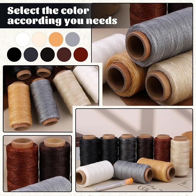 Tikjiua 492ft Upholstery Needle Threads, 164Yards Leather Waxed Thread - Image 6